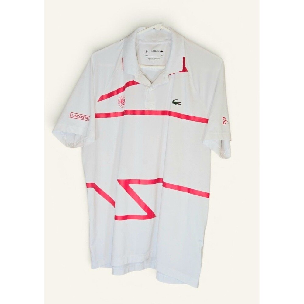 Lacoste Sport Novak Djokovic Roland Garros Paris Mens L DH4741 Tennis Polo White